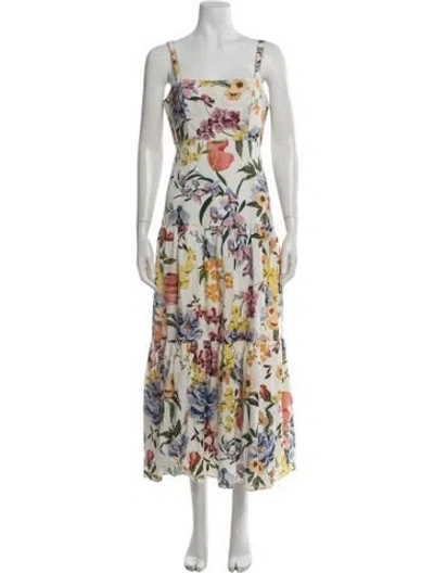 Pre-owned Farm Rio Floral Print Midi Length Dress In Multi