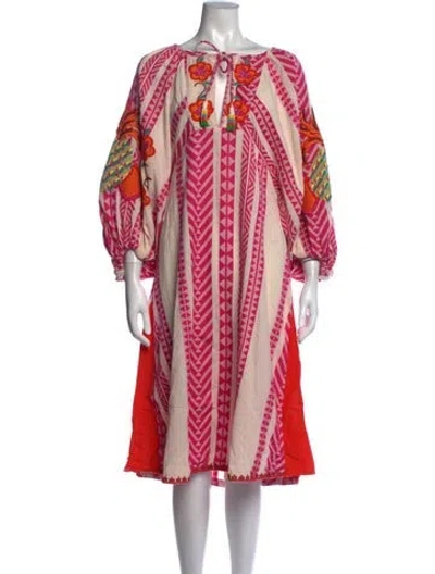 Pre-owned Farm Rio Floral Print Midi Length Dress In Multi