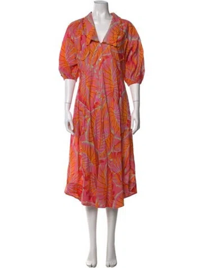Pre-owned Farm Rio Floral Print Midi Length Dress In Multi