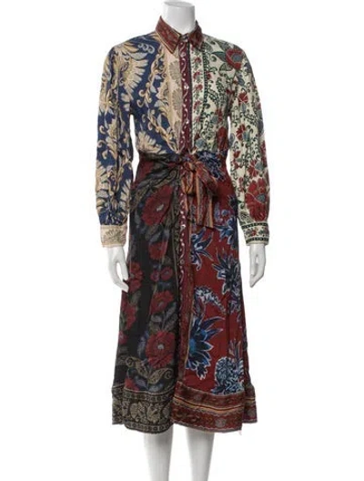 Pre-owned Farm Rio Floral Print Midi Length Dress In Multi