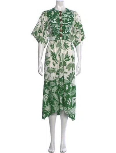 Pre-owned Farm Rio Floral Print Midi Length Dress In Multi