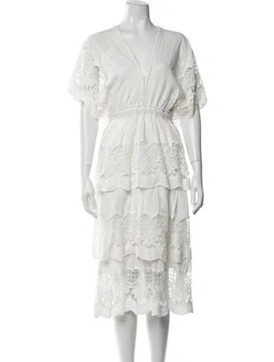 Pre-owned Farm Rio Floral Print Midi Length Dress In Neutral