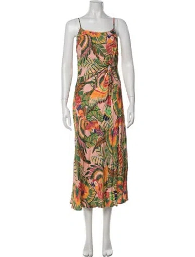 Pre-owned Farm Rio Floral Print Midi Length Dress In Neutral