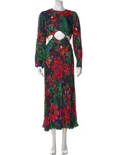 Pre-owned Farm Rio Floral Print Midi Length Dress In Pink