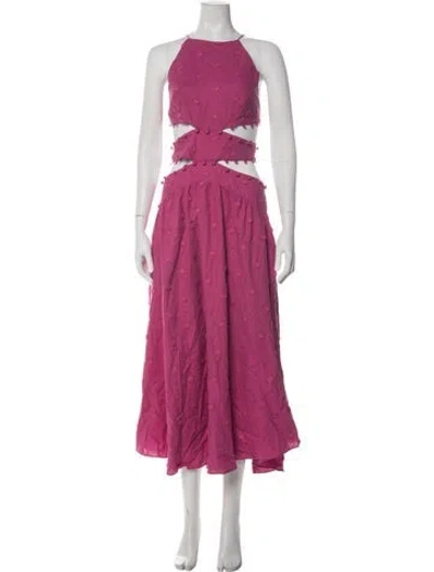 Pre-owned Farm Rio Floral Print Midi Length Dress In Pink