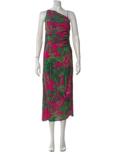 Pre-owned Farm Rio Floral Print Midi Length Dress In Purple
