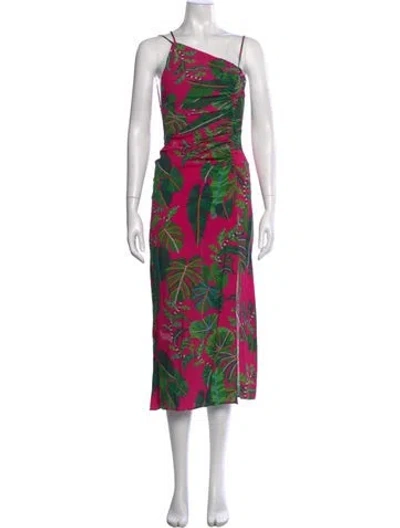 Pre-owned Farm Rio Floral Print Midi Length Dress In Purple