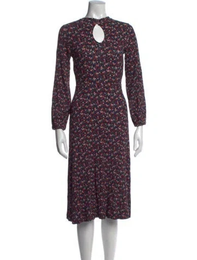 Pre-owned Farm Rio Floral Print Midi Length Dress In Red