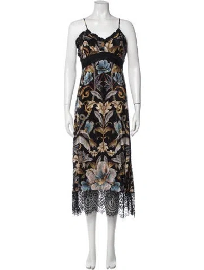 Pre-owned Farm Rio Floral Print Midi Length Dress W/ Tags In Neutral