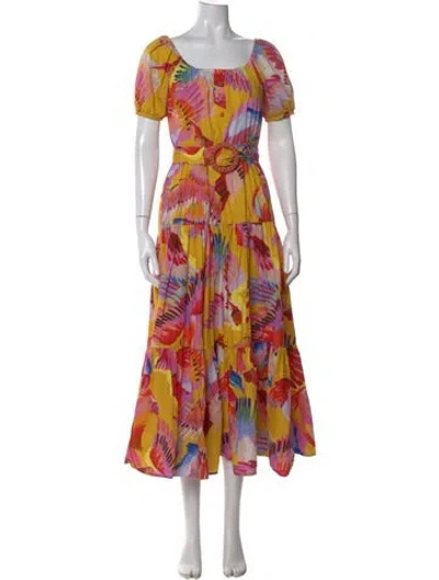 Pre-owned Farm Rio Floral Print Midi Length Dress W/ Tags In Pink