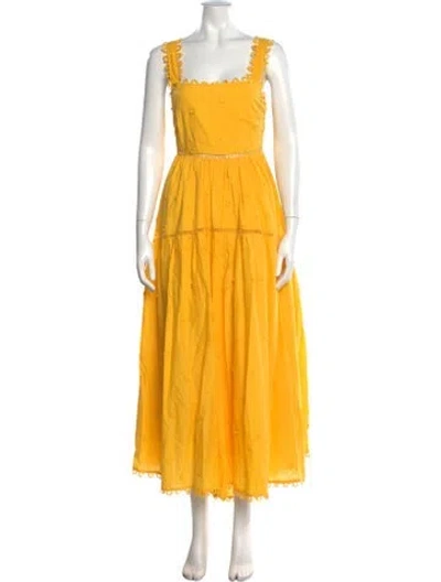 Pre-owned Farm Rio Floral Print Midi Length Dress In Yellow
