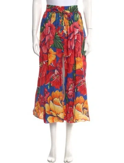 Pre-owned Farm Rio Floral Print Midi Length Skirt In Multi