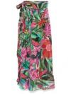 Farm Rio Floral-print Midi Skirt In Green