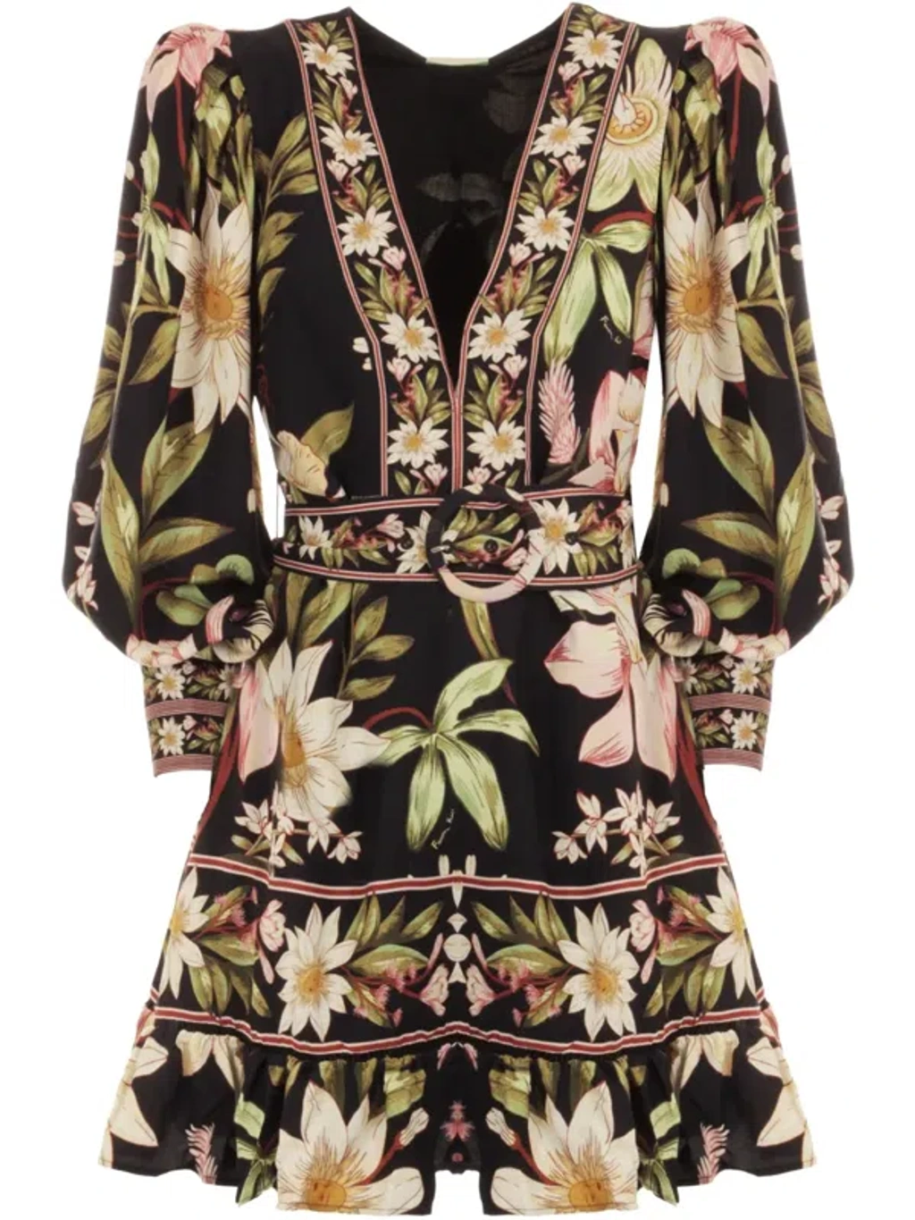 Farm Rio Floral-print Mini Dress In Black | ModeSens