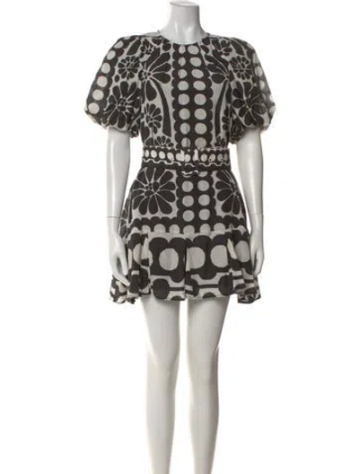 Pre-owned Farm Rio Floral Print Mini Dress In Black