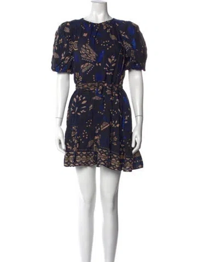 Pre-owned Farm Rio Floral Print Mini Dress In Black