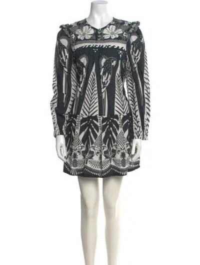 Pre-owned Farm Rio Floral Print Mini Dress In Black