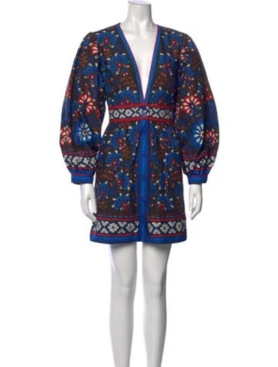 Pre-owned Farm Rio Floral Print Mini Dress In Black