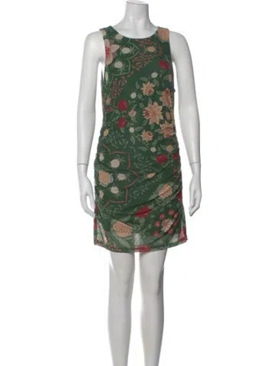 Pre-owned Farm Rio Floral Print Mini Dress In Green