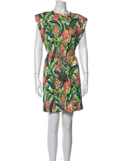 Pre-owned Farm Rio Floral Print Mini Dress In Green