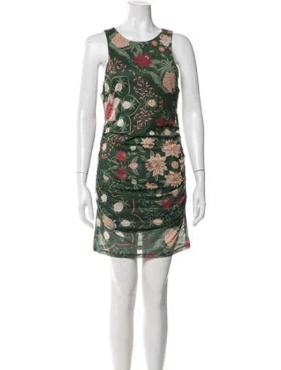 Pre-owned Farm Rio Floral Print Mini Dress In Green