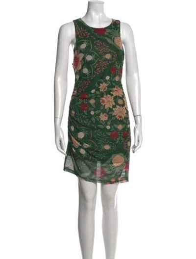Pre-owned Farm Rio Floral Print Mini Dress In Green