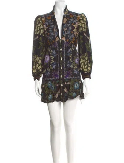 Pre-owned Farm Rio Floral Print Mini Dress In Multi