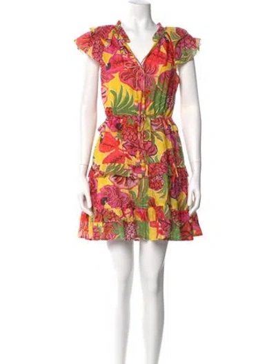 Pre-owned Farm Rio Floral Print Mini Dress In Multi