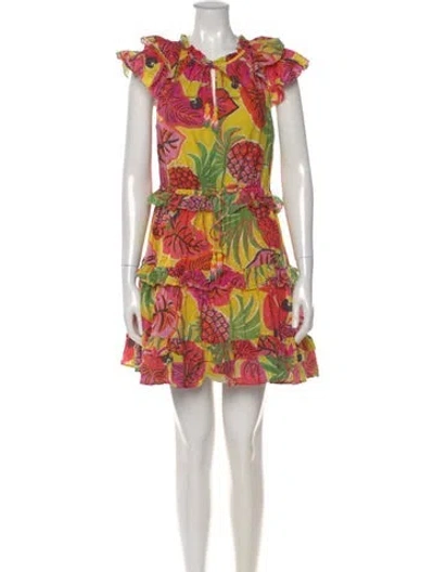Pre-owned Farm Rio Floral Print Mini Dress In Multi