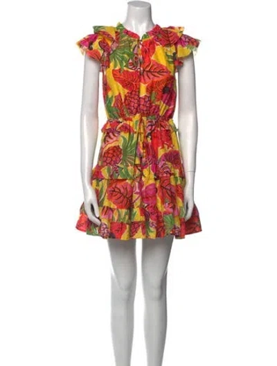 Pre-owned Farm Rio Floral Print Mini Dress In Multi