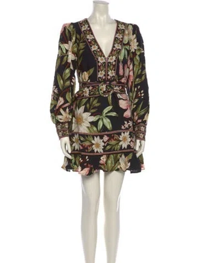 Pre-owned Farm Rio Floral Print Mini Dress In Multi