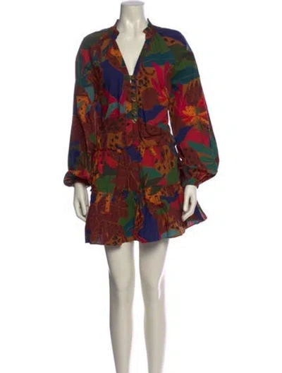 Pre-owned Farm Rio Floral Print Mini Dress In Multi