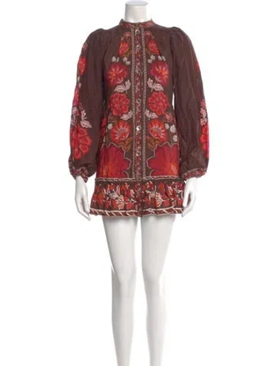 Pre-owned Farm Rio Floral Print Mini Dress In Multi