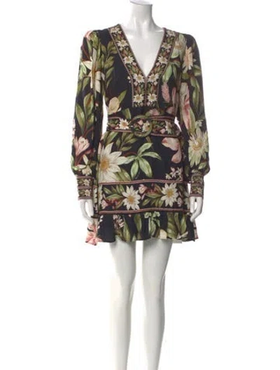Pre-owned Farm Rio Floral Print Mini Dress In Multi