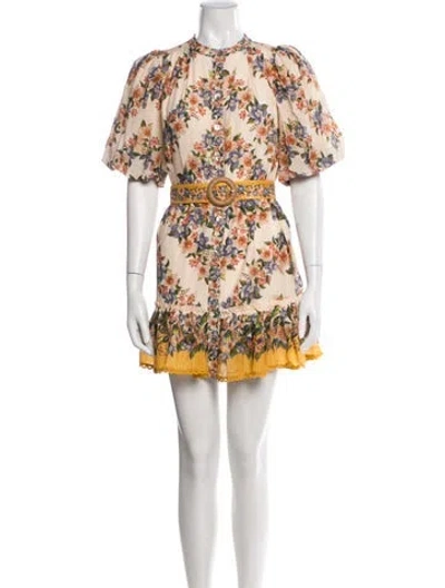 Pre-owned Farm Rio Floral Print Mini Dress In Multi