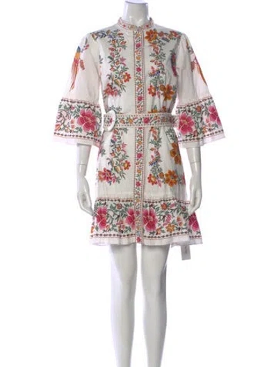 Pre-owned Farm Rio Floral Print Mini Dress In Multi