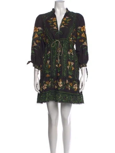 Pre-owned Farm Rio Floral Print Mini Dress In Multi