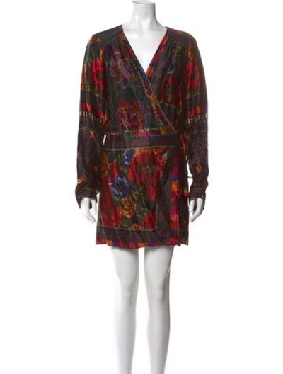 Pre-owned Farm Rio Floral Print Mini Dress In Multi