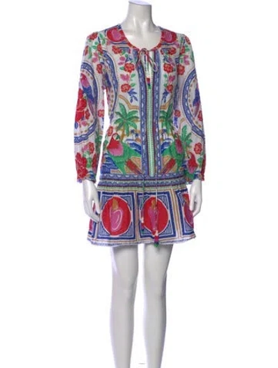 Pre-owned Farm Rio Floral Print Mini Dress In Multi