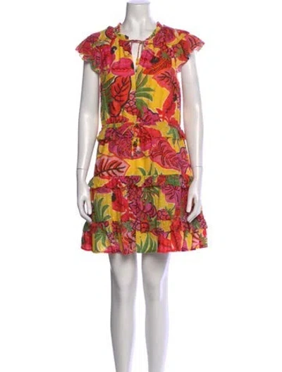 Pre-owned Farm Rio Floral Print Mini Dress In Multi