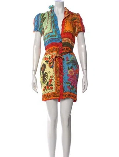 Pre-owned Farm Rio Floral Print Mini Dress In Multi