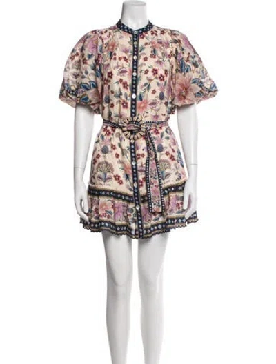 Pre-owned Farm Rio Floral Print Mini Dress In Multi