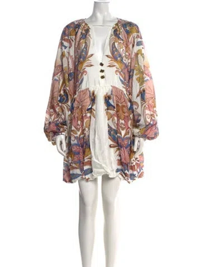 Pre-owned Farm Rio Floral Print Mini Dress In Multi
