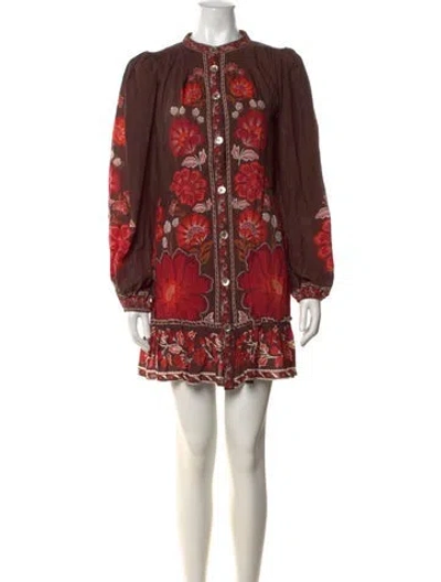 Pre-owned Farm Rio Floral Print Mini Dress In Multicolor