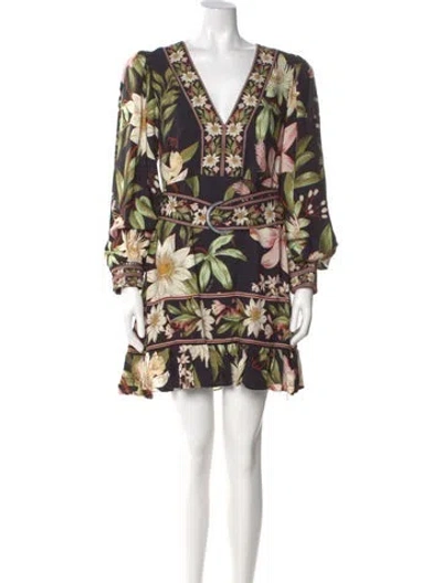 Pre-owned Farm Rio Floral Print Mini Dress In Neutral