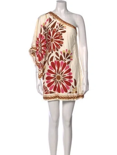 Pre-owned Farm Rio Floral Print Mini Dress In Neutral