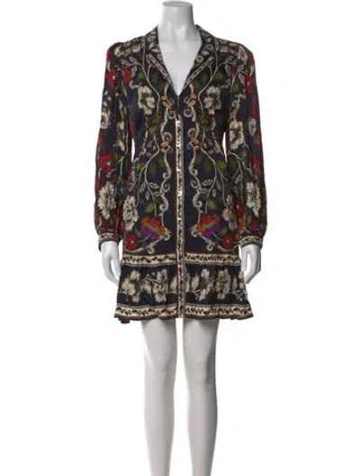Pre-owned Farm Rio Floral Print Mini Dress In Neutral