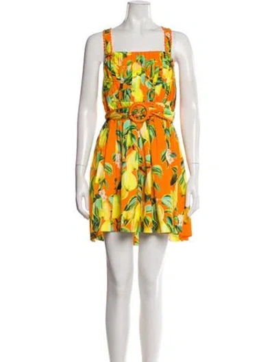 Pre-owned Farm Rio Floral Print Mini Dress In Orange