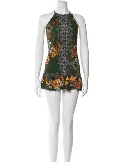 Pre-owned Farm Rio Floral Print Mini Dress In Orange