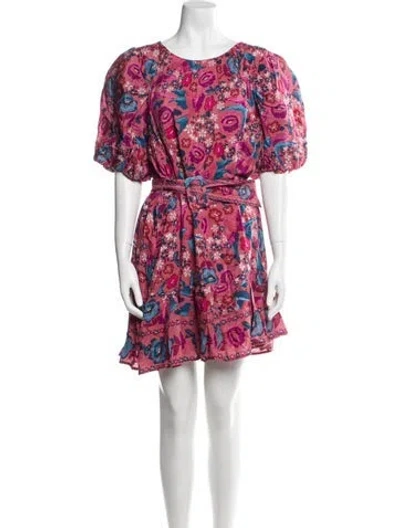 Pre-owned Farm Rio Floral Print Mini Dress In Pink